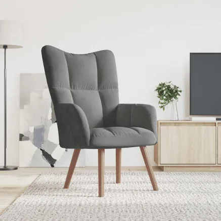 Chaise de relaxation Gris foncé Velours