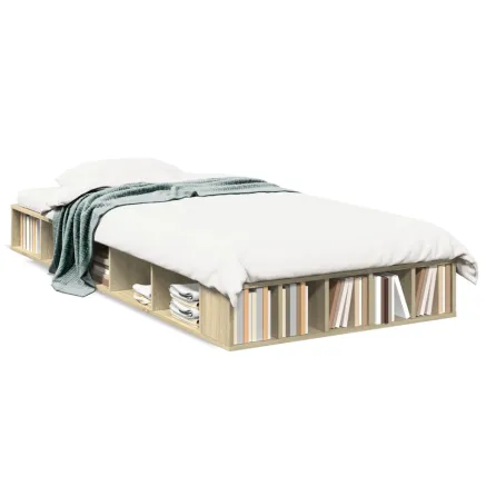 Cadre de lit sans matelas chêne sonoma 75x190 cm 2