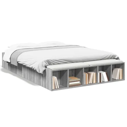 Cadre de lit sans matelas sonoma gris 140x190 cm 2