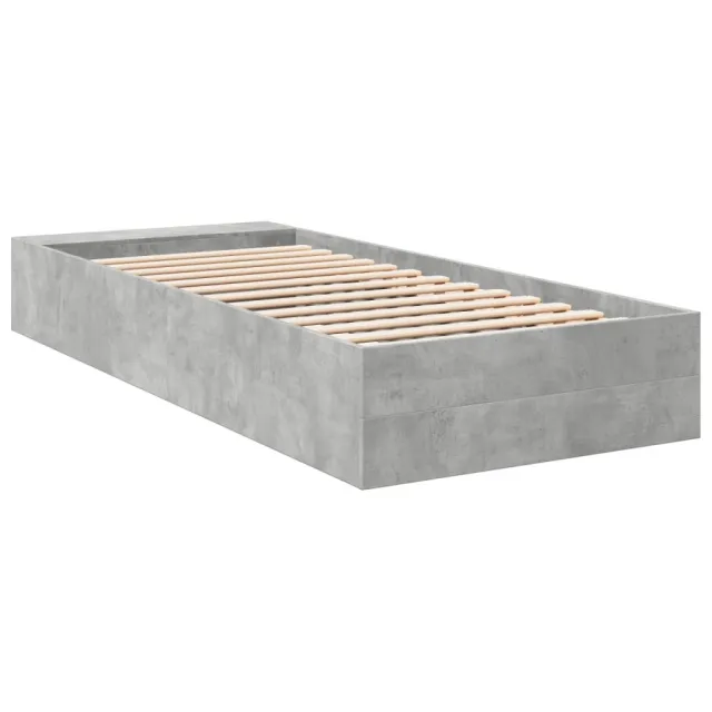 Cadre de lit sans matelas gris béton 90x190 cm