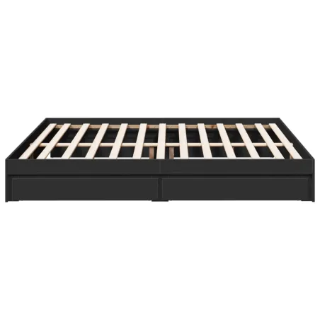 Cadre de lit avec tiroirs sans matelas noir 200x200 cm