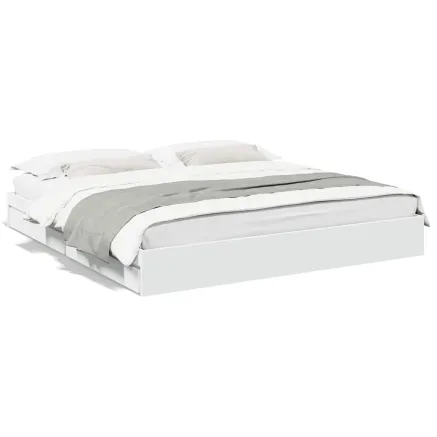 Cadre de lit avec tiroirs sans matelas blanc 180x200 cm 2