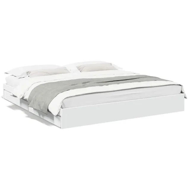 Cadre de lit avec tiroirs sans matelas blanc 180x200 cm