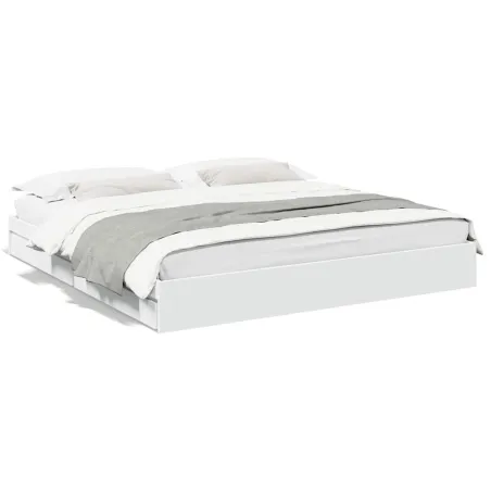 Cadre de lit avec tiroirs sans matelas blanc 180x200 cm