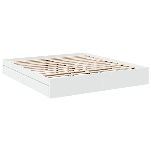 Cadre de lit avec tiroirs sans matelas blanc 180x200 cm