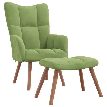 Chaise de relaxation avec repose-pied Vert clair Velours