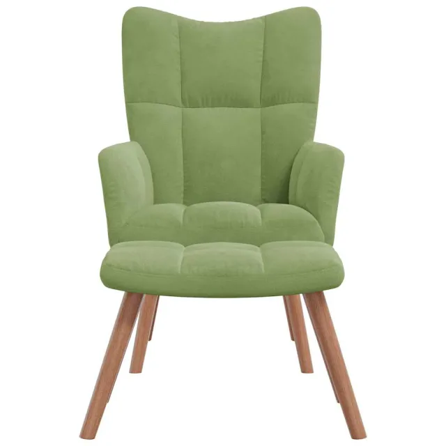 Chaise de relaxation avec repose-pied Vert clair Velours