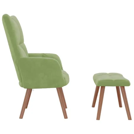 Chaise de relaxation avec repose-pied Vert clair Velours