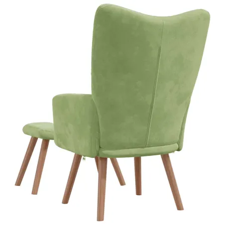Chaise de relaxation avec repose-pied Vert clair Velours