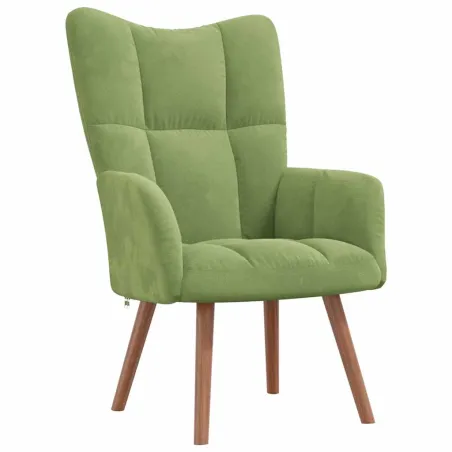 Chaise de relaxation avec repose-pied Vert clair Velours