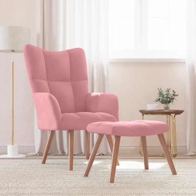 Chaise de relaxation avec repose-pied Rose Velours
