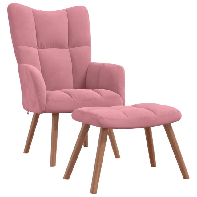 Chaise de relaxation avec repose-pied Rose Velours