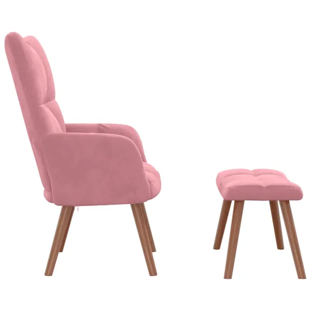 Chaise de relaxation avec repose-pied Rose Velours