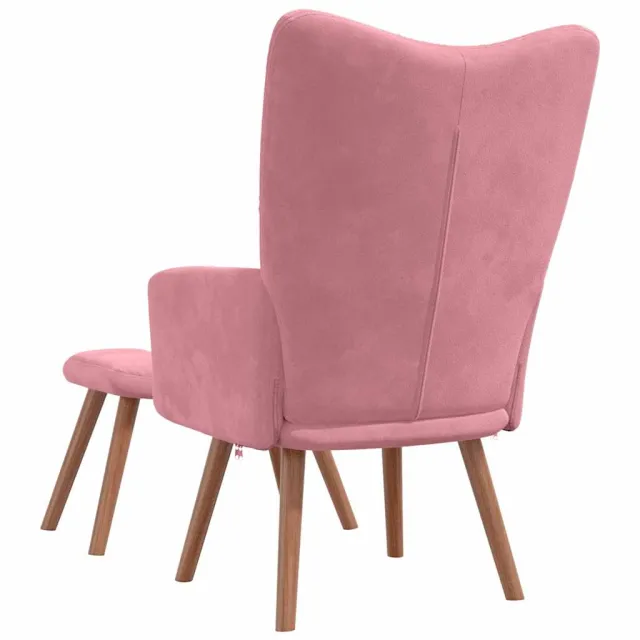 Chaise de relaxation avec repose-pied Rose Velours