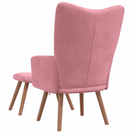 Chaise de relaxation avec repose-pied Rose Velours
