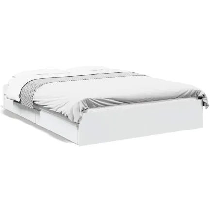 Cadre de lit avec tiroirs sans matelas blanc 120x200 cm 2