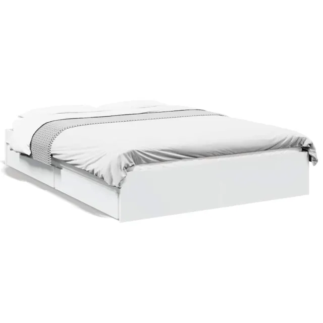 Cadre de lit avec tiroirs sans matelas blanc 120x200 cm