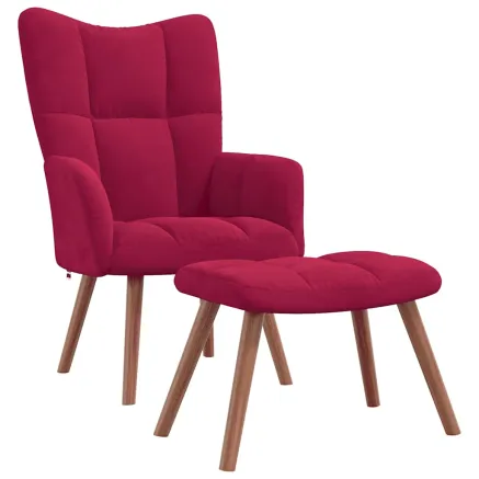 Chaise de relaxation avec repose-pied Rouge bordeaux Velours 2