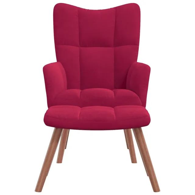 Chaise de relaxation avec repose-pied Rouge bordeaux Velours