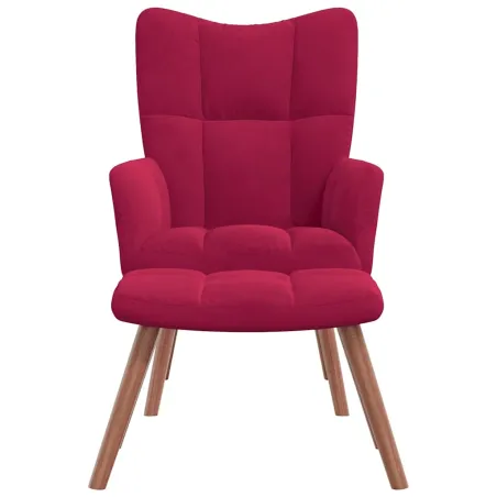 Chaise de relaxation avec repose-pied Rouge bordeaux Velours