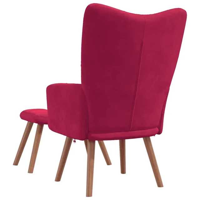 Chaise de relaxation avec repose-pied Rouge bordeaux Velours