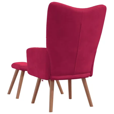 Chaise de relaxation avec repose-pied Rouge bordeaux Velours