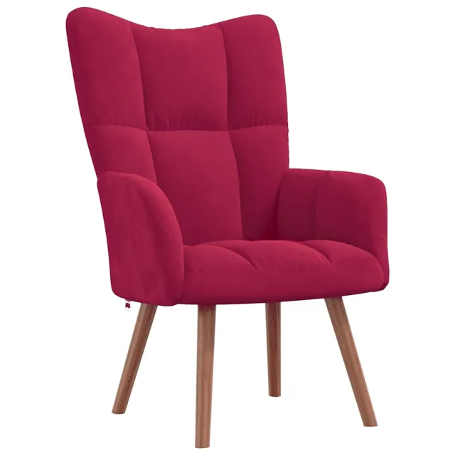 Chaise de relaxation avec repose-pied Rouge bordeaux Velours