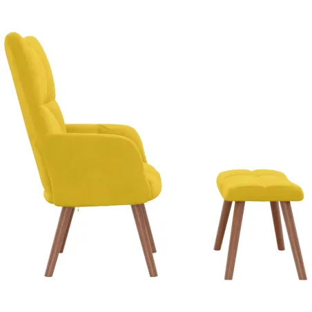 Chaise de relaxation avec repose-pied Jaune moutarde Velours