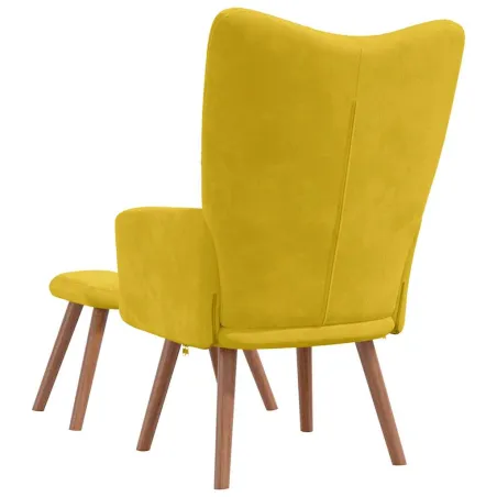 Chaise de relaxation avec repose-pied Jaune moutarde Velours