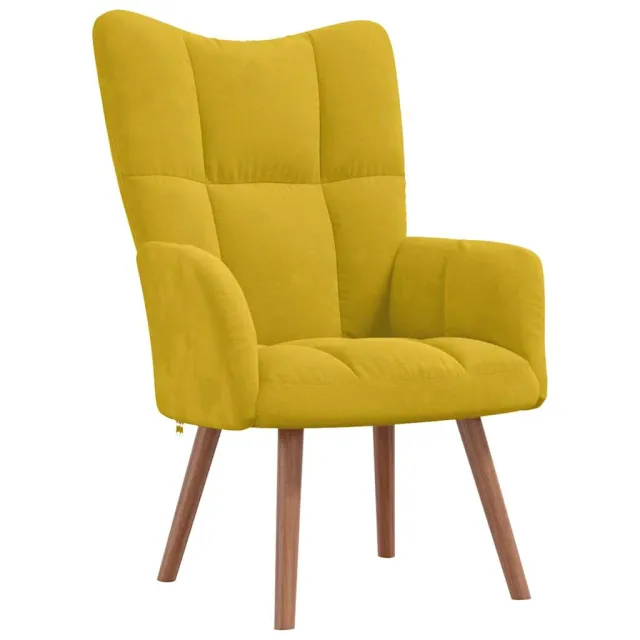 Chaise de relaxation avec repose-pied Jaune moutarde Velours