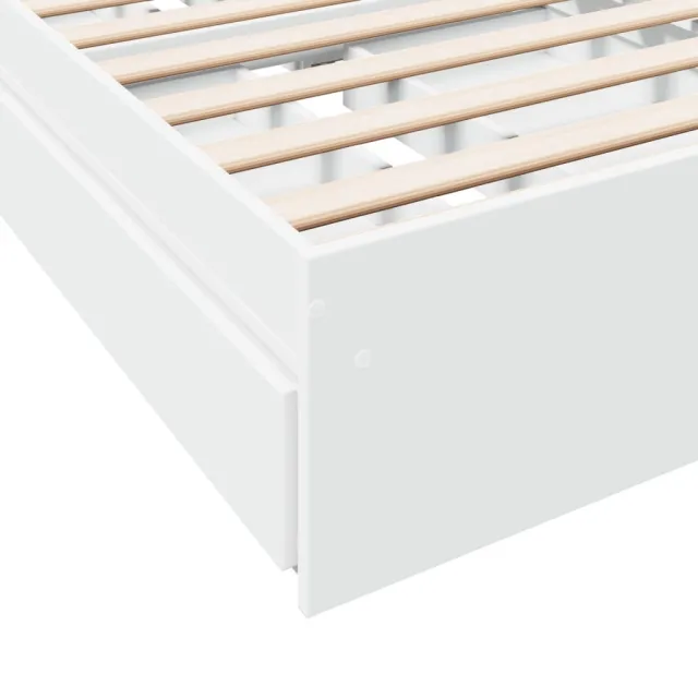 Cadre de lit avec tiroirs sans matelas blanc 90x190 cm