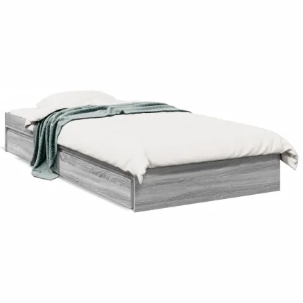 Cadre de lit avec tiroirs sans matelas sonoma gris 90x190 cm 2