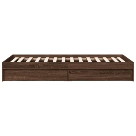 Cadre de lit avec tiroirs sans matelas chêne marron 90x190 cm