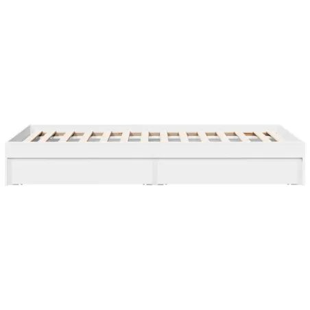 Cadre de lit avec tiroirs sans matelas blanc 75x190 cm