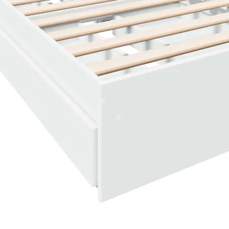 Cadre de lit avec tiroirs sans matelas blanc 75x190 cm