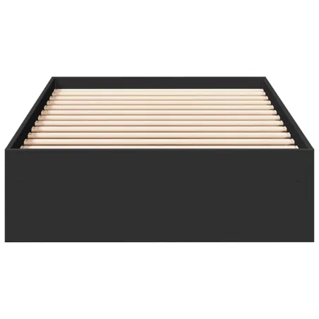 Cadre de lit avec tiroirs sans matelas noir 75x190 cm