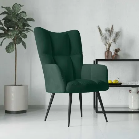 Chaise de relaxation Vert foncé Velours