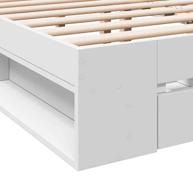 Cadre de lit avec tiroirs sans matelas blanc 120x190 cm