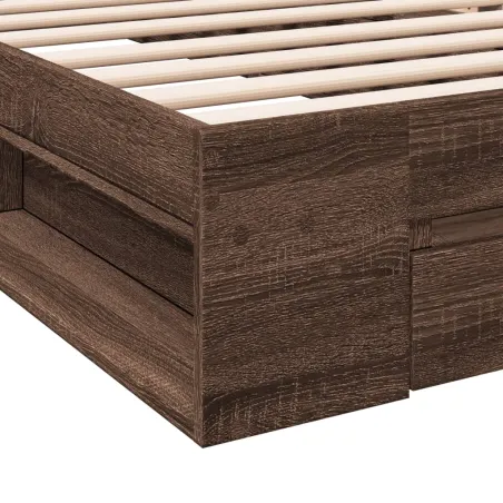Cadre de lit avec tiroir sans matelas chêne marron 75x190 cm