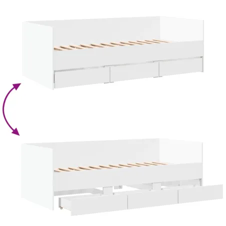 Lit de jour avec tiroirs sans matelas blanc 100x200 cm