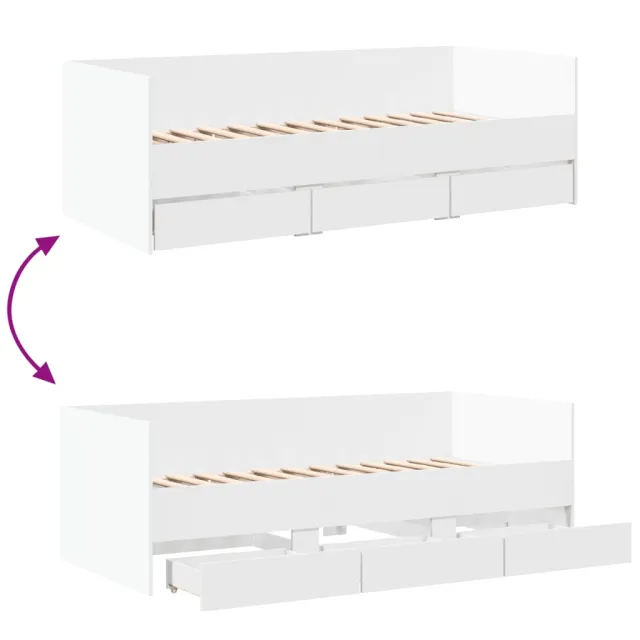 Lit de jour avec tiroirs sans matelas blanc 90x200 cm