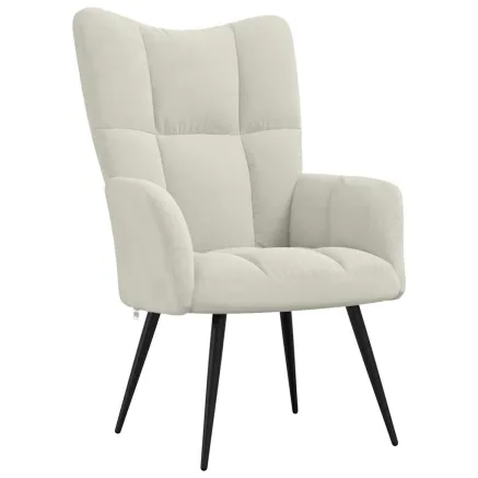 Chaise de relaxation Blanc crème Velours 2