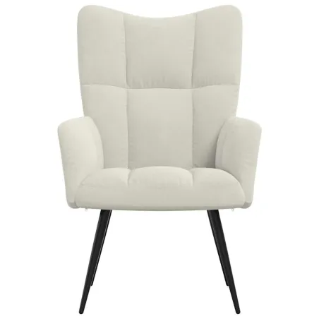 Chaise de relaxation Blanc crème Velours