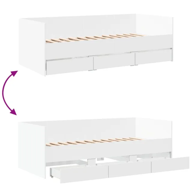 Lit de jour avec tiroirs sans matelas blanc 90x190 cm