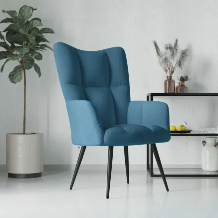 Chaise de relaxation Bleu Velours