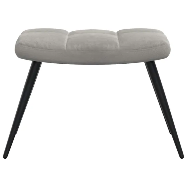 Chaise de relaxation avec tabouret Gris clair Velours