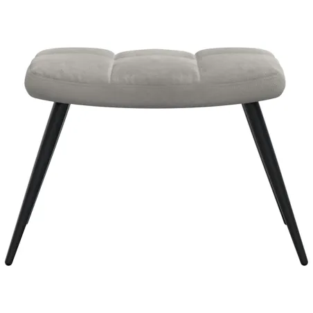 Chaise de relaxation avec tabouret Gris clair Velours