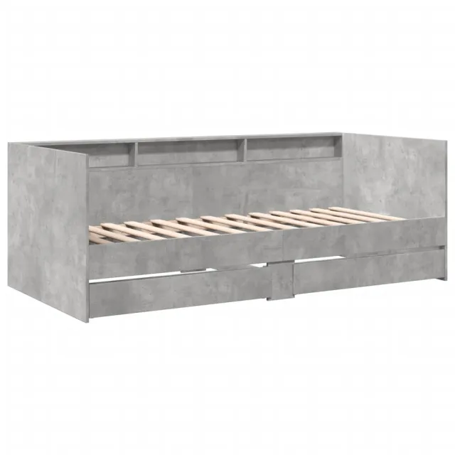 Lit de jour avec tiroirs sans matelas gris béton 100x200 cm