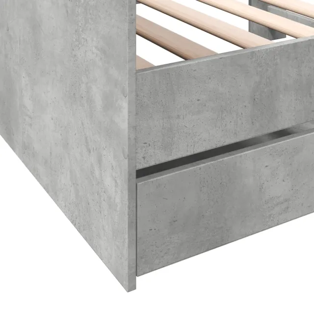 Lit de jour avec tiroirs sans matelas gris béton 100x200 cm