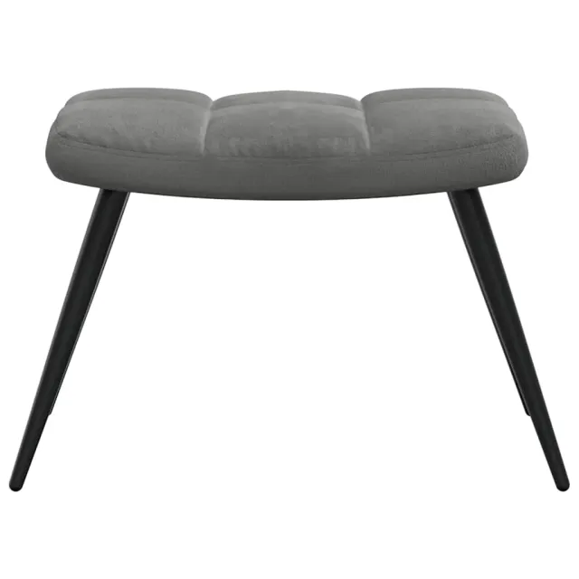 Chaise de relaxation avec tabouret Gris foncé Velours